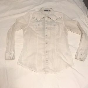 Authentic Wrangler Cowgirl Sheer White Button Up Shirt